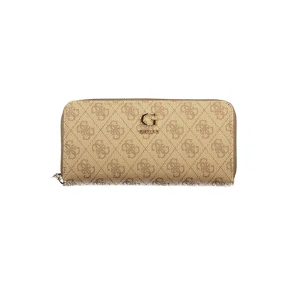 Guess Jeans Beige Polyurethane Women's Wallet With Functional Compartments