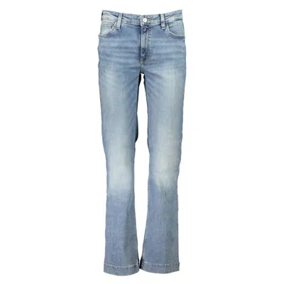 Guess Jeans Blue Cotton Flared Jeans In Metallic