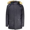Guess Jeans Blue Polyester Parka In Blue