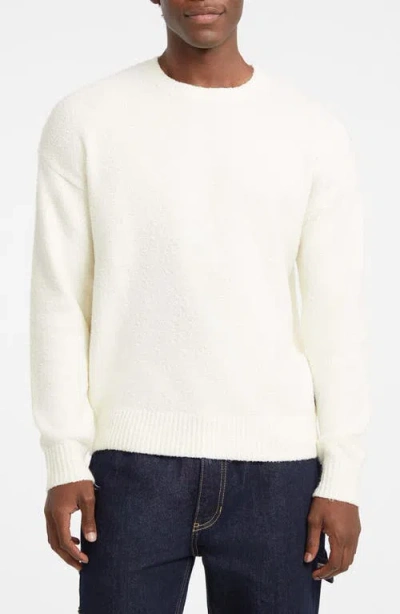 Guess Jeans Bouclé Crewneck Sweater In Neutral