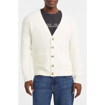 Guess Jeans Bouclé V-neck Cardigan In White