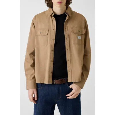 Guess Jeans Boxy Cotton Shirt Jacket In Brown