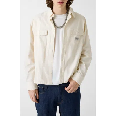 Guess Jeans Boxy Cotton Shirt Jacket In White