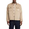 Guess Jeans Button-up Fleece Shirt Jacket In Brown