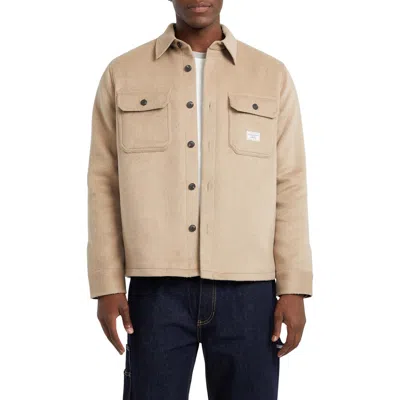 Guess Jeans Button-up Fleece Shirt Jacket In Brown
