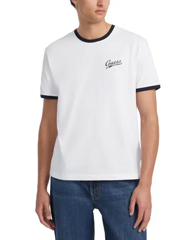 Guess Jeans By  Men's Logo Graphic Ringer T-shirt In White