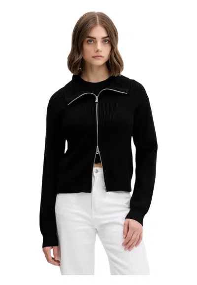 Guess Jeans Cardigan Full Zip Woman  In Black