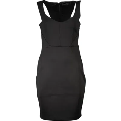 Guess Jeans Chic Black Contrast Detail Dress With Wide Women's Neckline