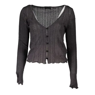 Guess Jeans Chic V-neck Contrast Detail Cardigan In Black