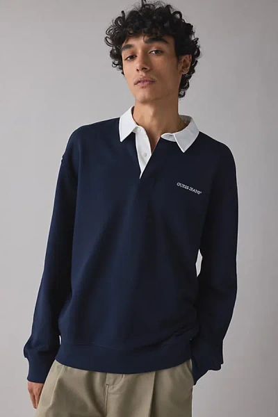 Guess Jeans Classic Long Sleeve Rugby Sweatshirt In Daring Ocean, Men's At Urban Outfitters