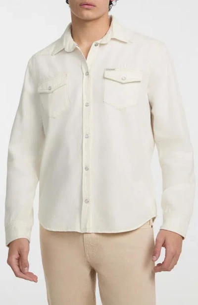 Guess Jeans Cotton Denim Snap-up Western Shirt In Ivory