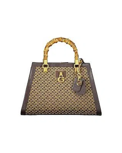 Pre-owned Guess Jeans Cotton Handbag With Multiple Compartments And Contrast Details - In Brown