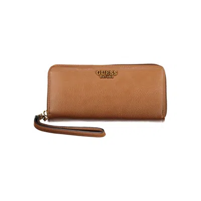 Guess Jeans Elegant Brown Zip Wallet With Multiple Compartments