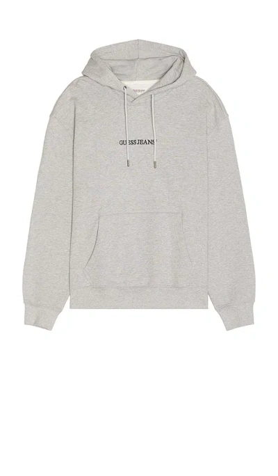 Guess Jeans Embroidered Hoodie In Light Grey