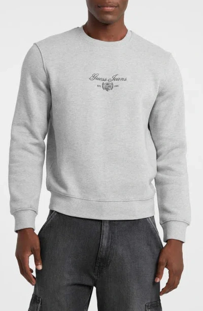 Guess Jeans Embroidered Logo Sweatshirt In Gray