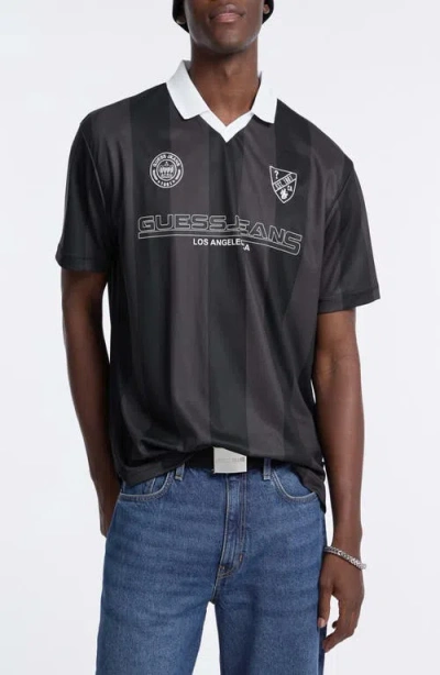 Guess Jeans Graphic Soccer Jersey In Black