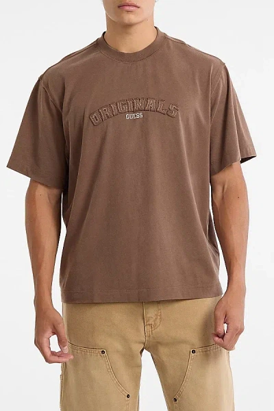 Guess Jeans Guess Originals Logo Graphic Boxy Tee In Brown, Men's At Urban Outfitters