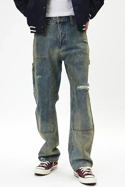 Guess Jeans Guess Originals Paneled Carpenter Jean In Go Tinted Acid Medium Wash, Men's At Urban Outfitters In Go Tinted Acid Medium Wash