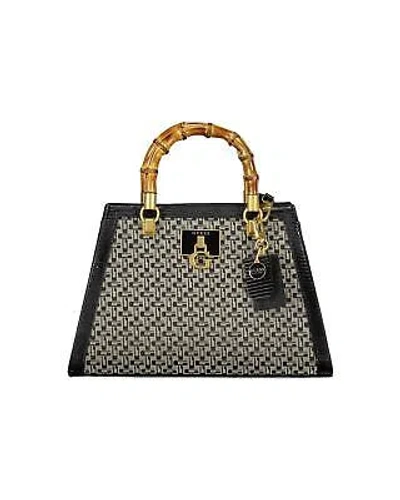 Pre-owned Guess Jeans Guess Vivienne Satchel Handbag With Bamboo Top Handle - Handbags In Black