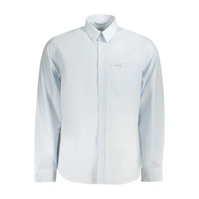 Guess Jeans Light Blue Cotton Men Shirt In Gray