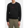 Guess Jeans Logo Embroidered Crewneck Sweatshirt In Black