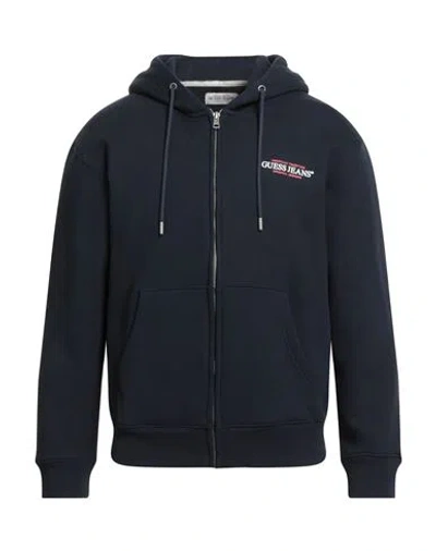 Guess Jeans Man Sweatshirt Navy Size S Cotton, Polyester In Blue