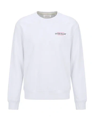 Guess Jeans Man Sweatshirt White Size Xxl Cotton, Polyester
