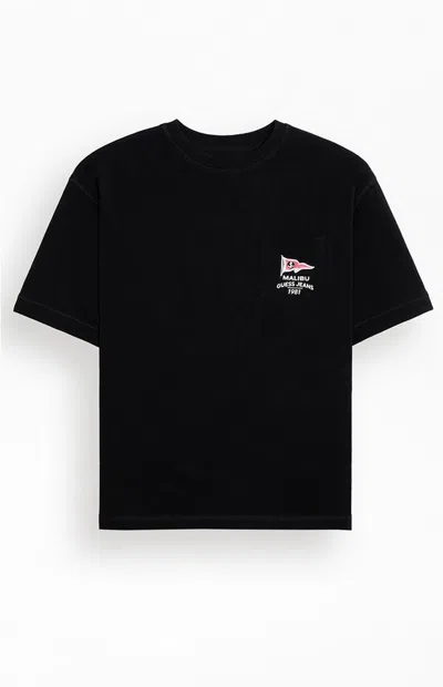 Guess Jeans Men's Boxy Cropped Slub T-shirt In Black