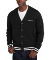 Guess Jeans Men's Embossed Logo Cardigan Sweater In Jet Black
