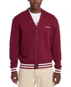 Guess Jeans Men's Embossed Logo Cardigan Sweater In Petite Syrah