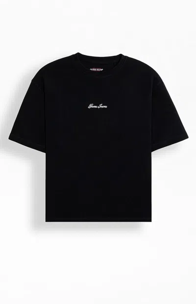 Guess Jeans Men's Embroidered Logo Boxy Cropped T-shirt In Black