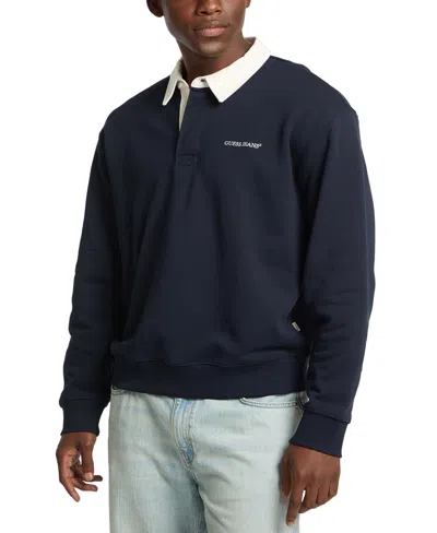 Guess Jeans Men's Long Sleeve Rugby Shirt In Daring Ocean