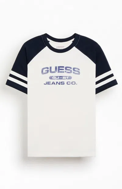 Guess Jeans Men's Raglan Oversized T-shirt In White/blue