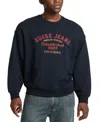 Guess Jeans Men's Relaxed Fit Vintage Long Sleeve Logo Graphic Sweatshirt In Daring Ocean