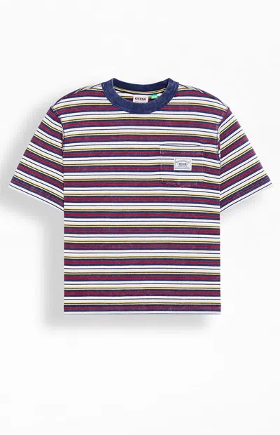 Guess Jeans Men's Striped Cropped Boxy Pocket T-shirt In Multi