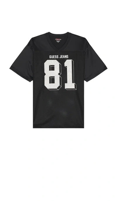 Guess Jeans Mesh Tee In 乌黑