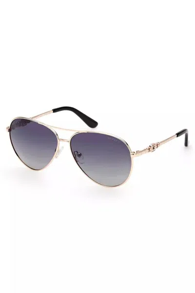 Guess Jeans Chic Teardrop Metal Frame Sunglasses In Gold