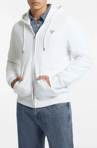 Guess Jeans Mini Triangle Zip Hoodie In White