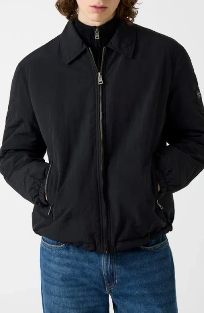 Guess Jeans Nylon Padded Bomber Jacket In Black
