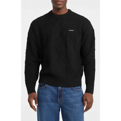 Guess Jeans Organic Cotton Blend Cable Sweater In Black
