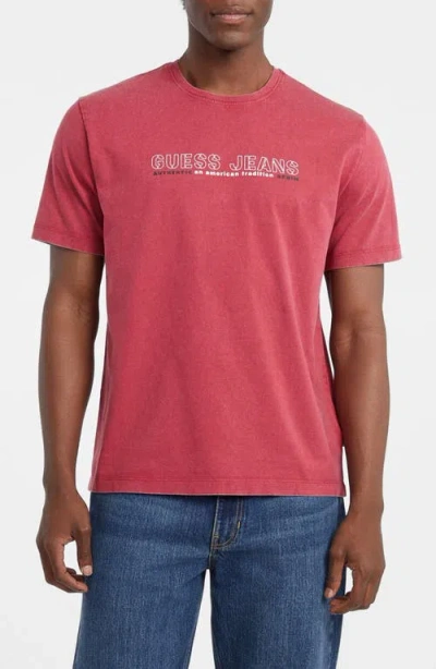 Guess Jeans Outline Logo Graphic T-shirt In Red