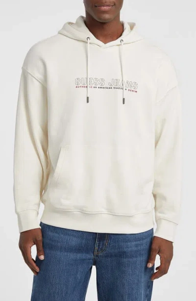 Guess Jeans Outline Logo Hoodie In White
