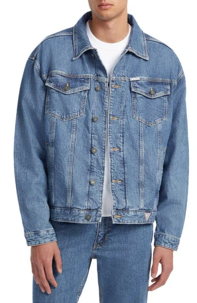 Guess Jeans Oversize Denim Trucker Jacket In Blue