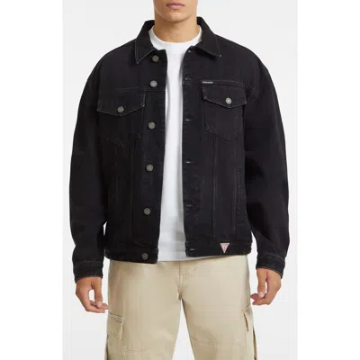 Guess Jeans Oversize Denim Trucker Jacket In Black