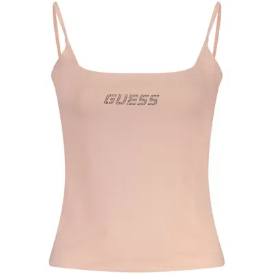 Guess Jeans Pink Cotton Tank Tops In Neutral