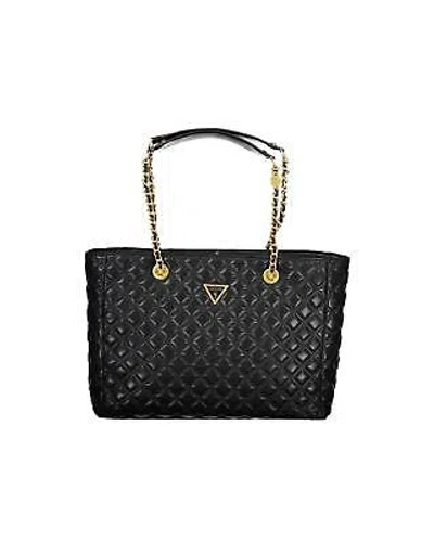 Pre-owned Guess Jeans Polyethylene Handbag With Shoulder Handles And Contrasting Details In Black