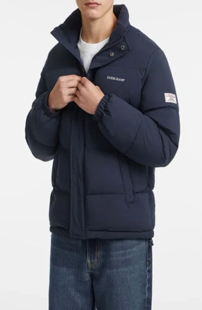 Guess Jeans Puffer Jacket In Blue