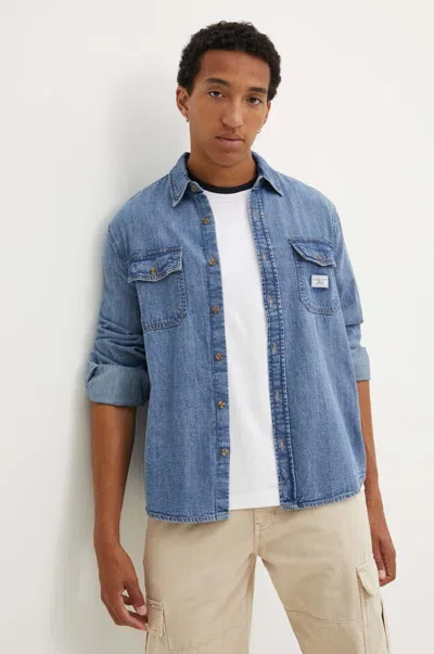 Guess Jeans Shirts Man  M4yh56 D5ei2 Regular Gjmw Denim Light In Blue