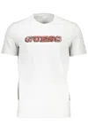 Guess Jeans Sleek White Cotton Slim Tee With Logo Print