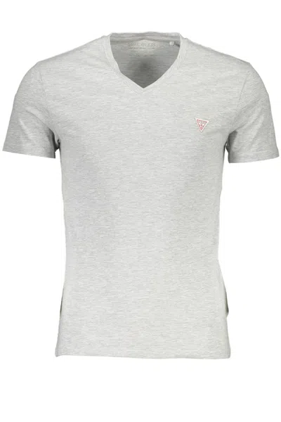 Guess Jeans Sleek V-neck Slim Fit Tee In Gray